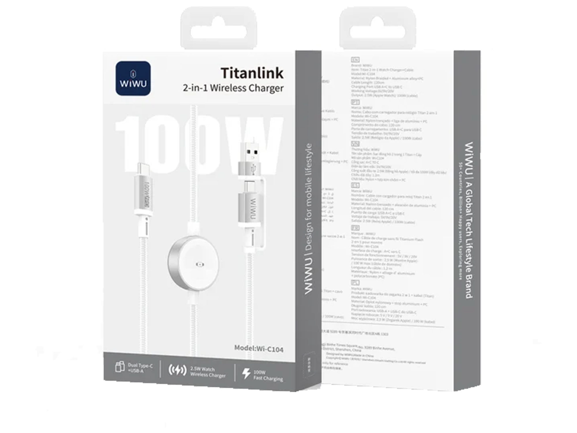 ويوو كيبل شحن 2 في 1 TitanLink لساعة ابل الذكيةWi-C104/ Wi-C105 - أفضل سعر