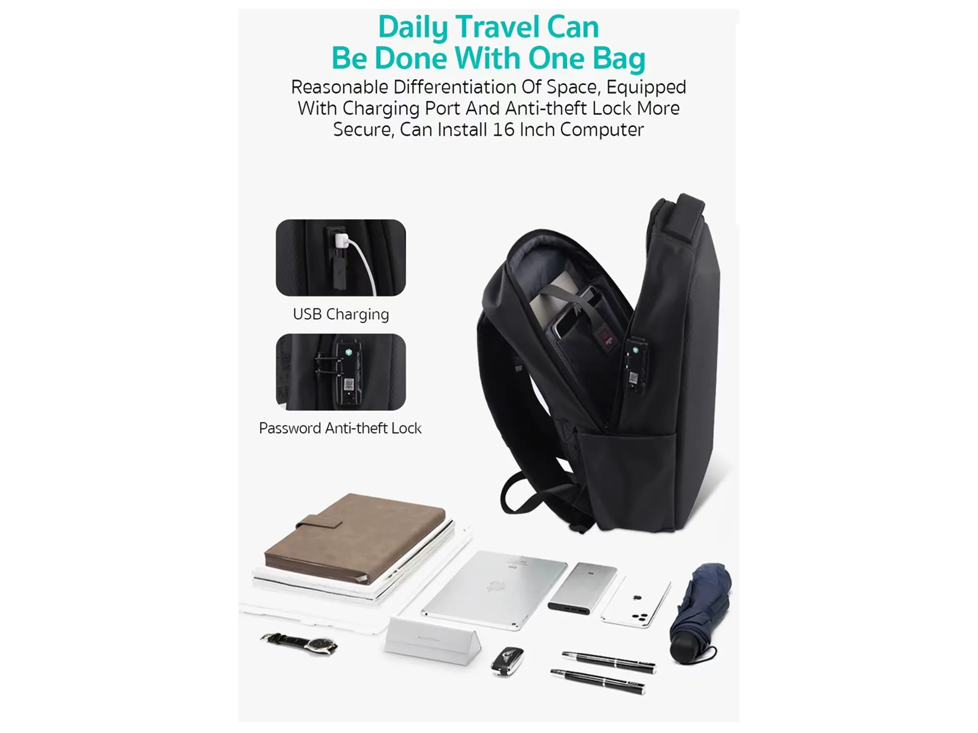 Coteci Space Series Blade TSA Combination Lock BackPack MB-048 - Best Prices