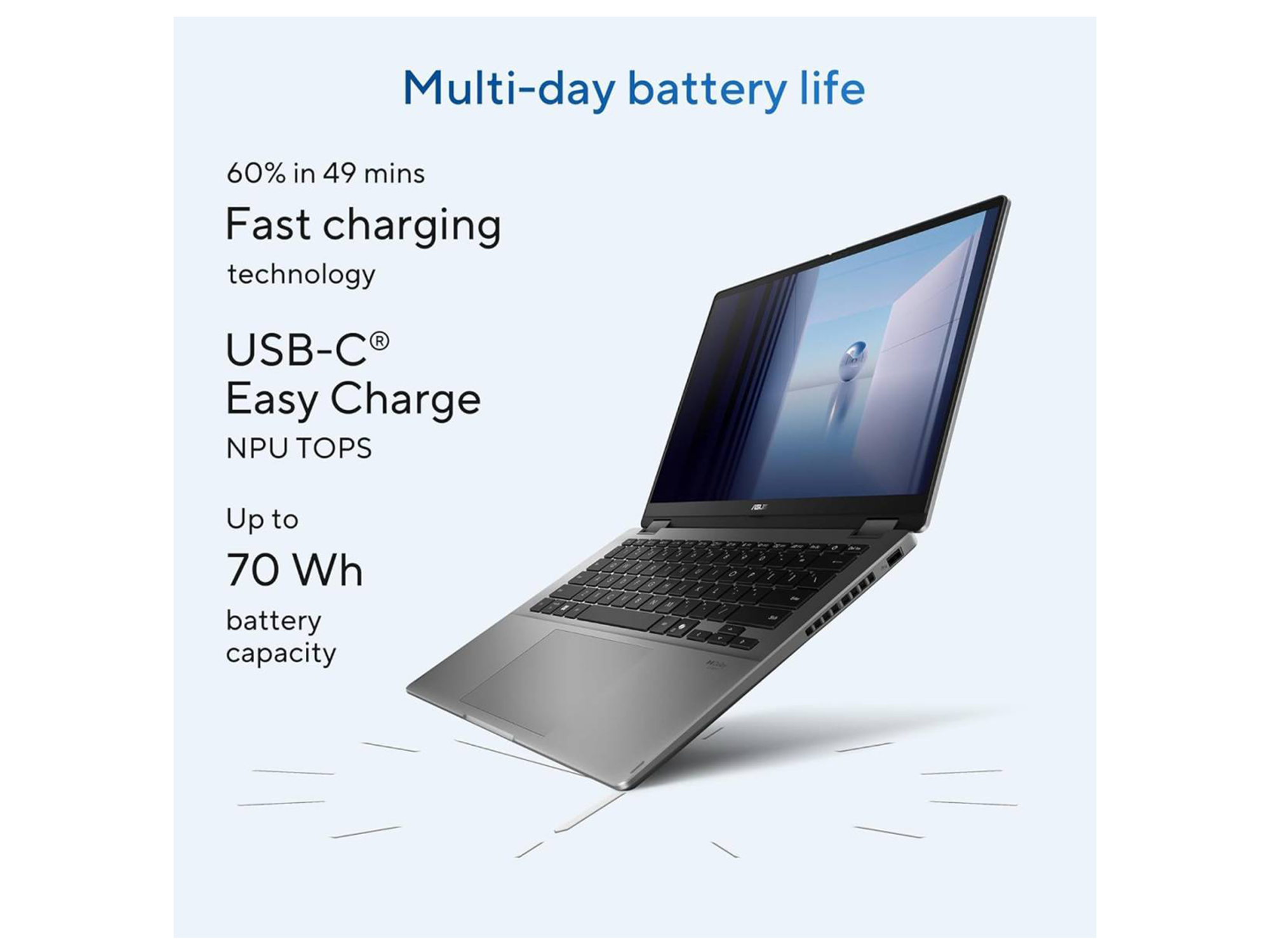 أسوس لابتوب فيفو بوك 14 فليب | Intel Core Ultra 7 256V | رام 16 جيجابايت | SSD سعة 512 جيجابايت | شاشة OLED لمس 14 بوصة WUXGA - أفضل سعر أسوس لابتوب فيفو بوك 14 فليب | Intel Core Ultra 7 256V | رام 16 جيجابايت | SSD سعة 512 جيجابايت | شاشة OLED لمس 14 بوصة WUXGA - أفضل سعر