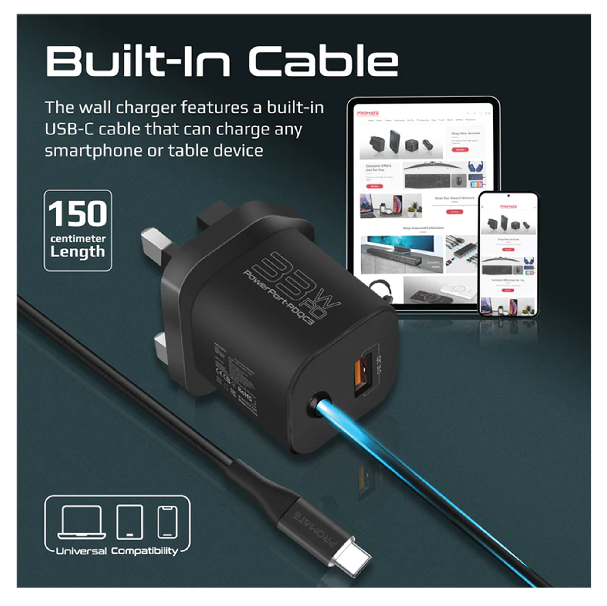 PROMATE 33W Super Speed Wall Charger QC 3.0 & PD - Best Prices
