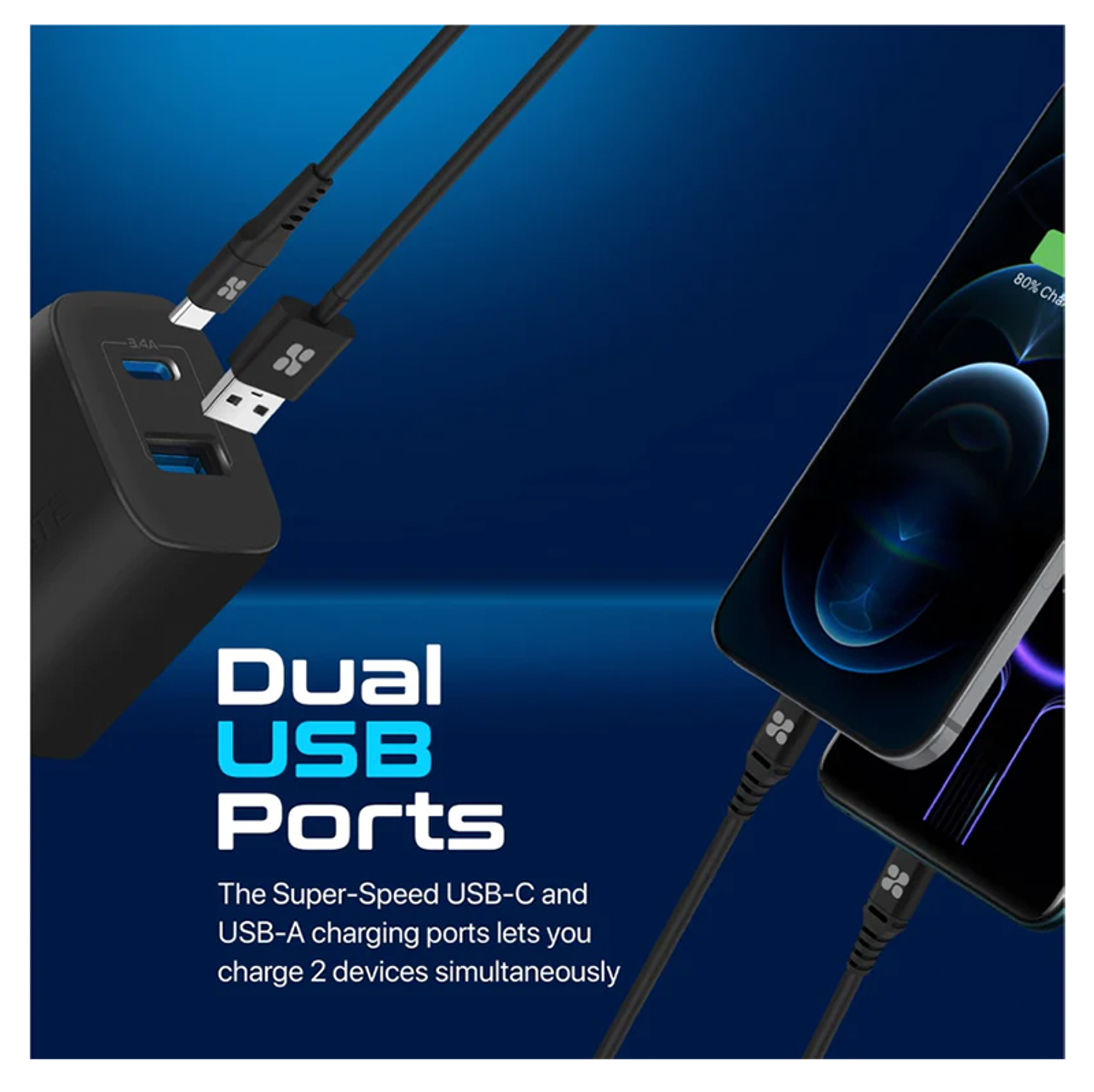 PROMATE BiPlug-2 17W High-Speed Dual Port Charger - Best Prices