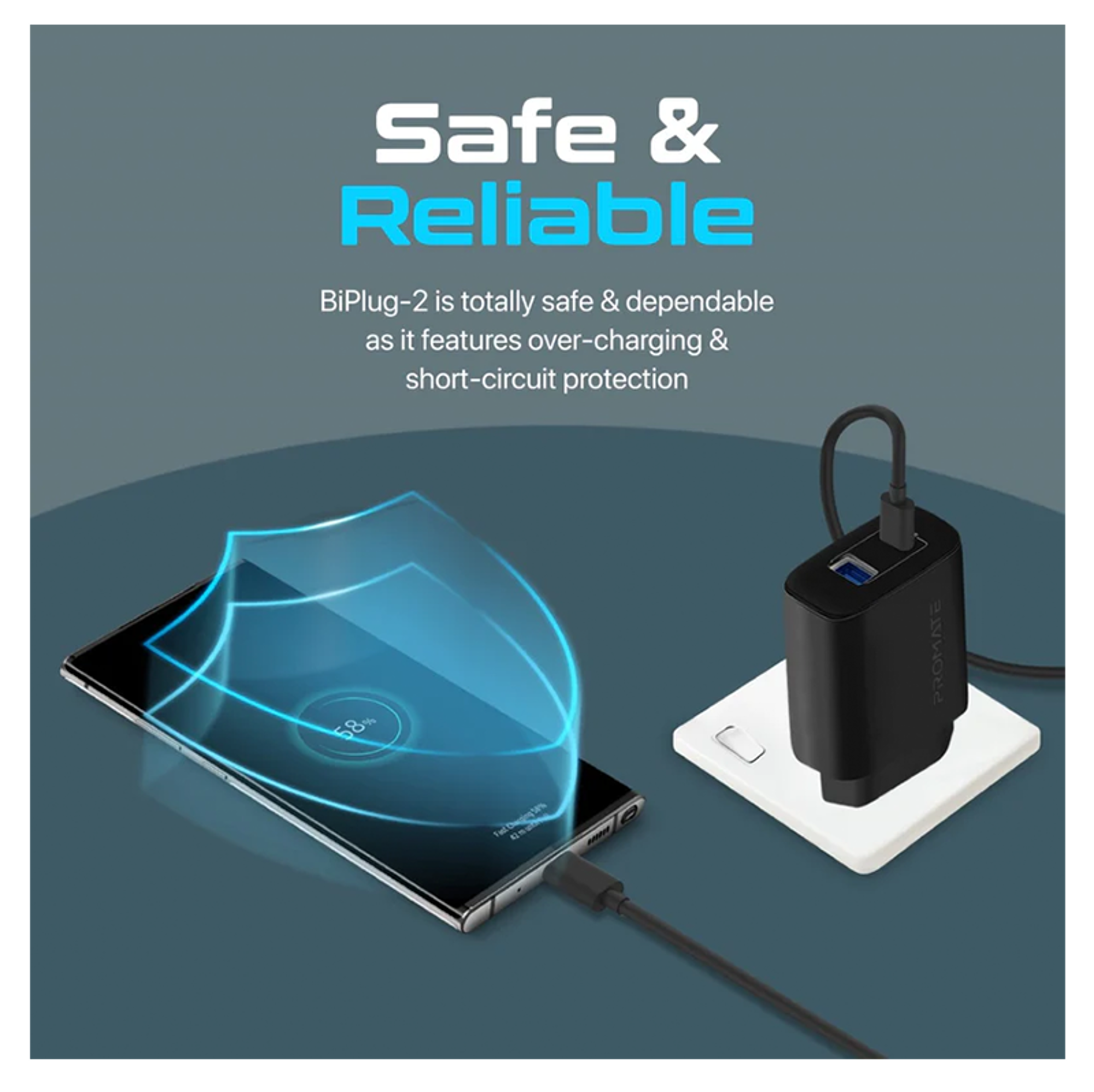 PROMATE BiPlug-2 17W High-Speed Dual Port Charger - Best Prices