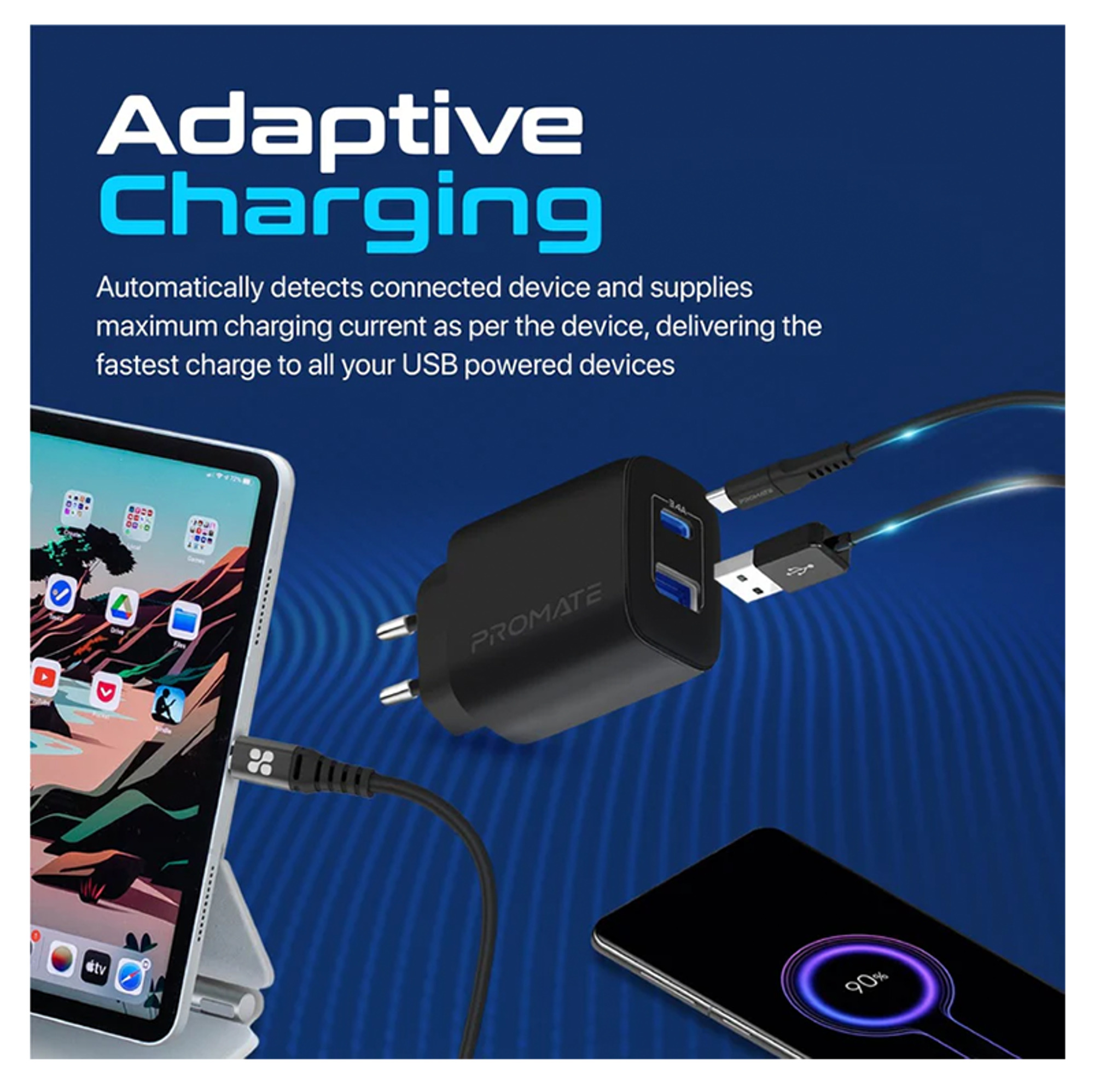 PROMATE BiPlug-2 17W High-Speed Dual Port Charger - Best Prices
