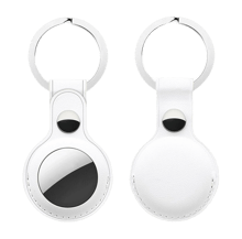 AirTag Leather Case Keychain - White