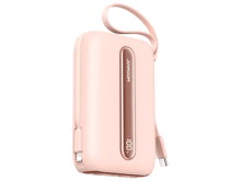JoyRoom JR-L012 Plus Colorful Series 22.5W mini Power Bank with Dual Cables 20000mAh - Pink