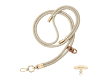 LEEU DESIGN 160cm Crossbody Phone Lanyard 6mm Polyester Adjustable Neck Strap with Gold Tether Tab - Beige
