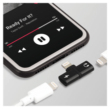 PROMATE 2 in 1 Audio & Charging Adapter with Lightning Connector - Black