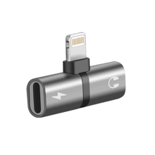 PROMATE 2 in 1 Audio & Charging Adapter with Lightning Connector - Grey