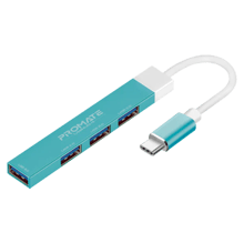 PROMATE 4 in 1 Multi-Port Type-C Data Hub - Blue