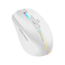 PROMATE 2.4GHz Wireless Ergonomic Optical Mouse with LED Rainbow Lights - White