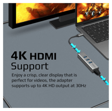 بروميت 4K فيفيد تايب-سي الى HDMI و 3 يو اس بي - أفضل سعر