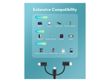 RAVPower RP-CB1033 3 in 1 Type-A To Micro+type C+lightning Cable 1.2m - Best Prices