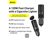 Baseus Share Together Fast Charge Car Charger with Cigarette Lighter Expansion Port U+C 120W - Best Prices