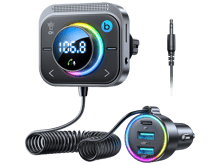 جوي رووم JR-CL18 شاحن سيارة PD Type-C + USB بقوة 30 واط مع شاشة LED ومحول بلوتوث وجهاز إرسال FM مع كيبل ملفوف - أفضل سعر