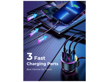 جوي رووم JR-CL18 شاحن سيارة PD Type-C + USB بقوة 30 واط مع شاشة LED ومحول بلوتوث وجهاز إرسال FM مع كيبل ملفوف - أفضل سعر