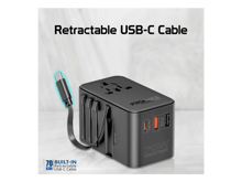 كووتي شاحن سفر عالمي  بقوة 70 واط بتقنية GaN مع منفذ USB-C قابل للسحب - أفضل سعر