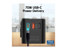 كووتي شاحن سفر عالمي  بقوة 70 واط بتقنية GaN مع منفذ USB-C قابل للسحب - أفضل سعر