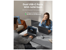 أنكر شاحن للكمبيوتر المحمول بقوة 140 واط وأربعة منافذ مع كابل USB-C - أفضل سعر