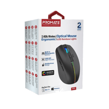 PROMATE 2.4GHz Wireless Ergonomic Optical Mouse with LED Rainbow Lights - Best Prices