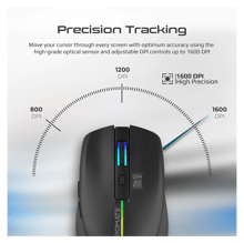 PROMATE 2.4GHz Wireless Ergonomic Optical Mouse with LED Rainbow Lights - Best Prices
