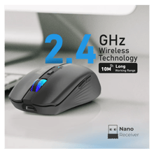 PROMATE 2.4GHz Wireless Ergonomic Optical Mouse with LED Rainbow Lights - Best Prices