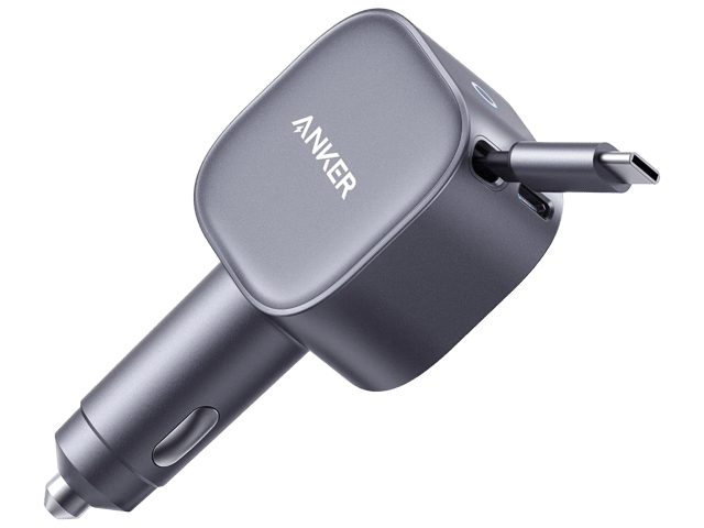 أنكر نانو شاحن سيارة(75 واط، منفذ USB-C، كيبل USB-C قابل للسحب مدمج)