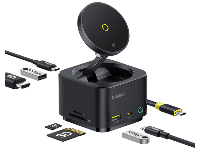بيسوس Baseus MagPro Series II موزع 7 في 1 للشحن اللاسلكي المغناطيسي بقوة 15 واط