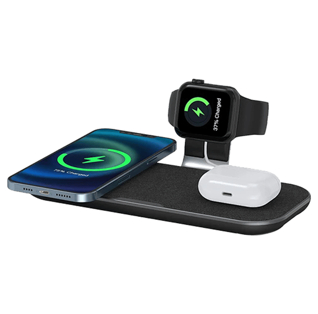 WiWU PA3IN1B Power Air 3 in 1 Wireless Fast Charger Stand High Speed Desktop