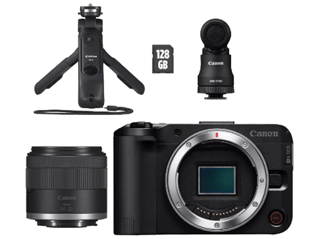 كاميرا كانون EOS R50 V بدون مرآة مع عدسة RF-S14-30mm F4-6.3 STM PZ، ومستشعر APS-C، ودقة 24.2 ميجابكسل، وتقريب فائق الاتساع، وتركيز تلقائي سريع، ومجموعة أدوات مثالية لمنشئي المحتوى، بما في ذلك مدونات الفيديو والبث المباشر.