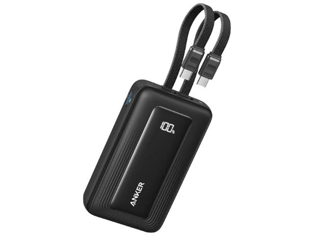 أنكر زولو باور بانك بقوة 10,000 مللي أمبير ، 35 واط، كابلان USB-C مدمجان