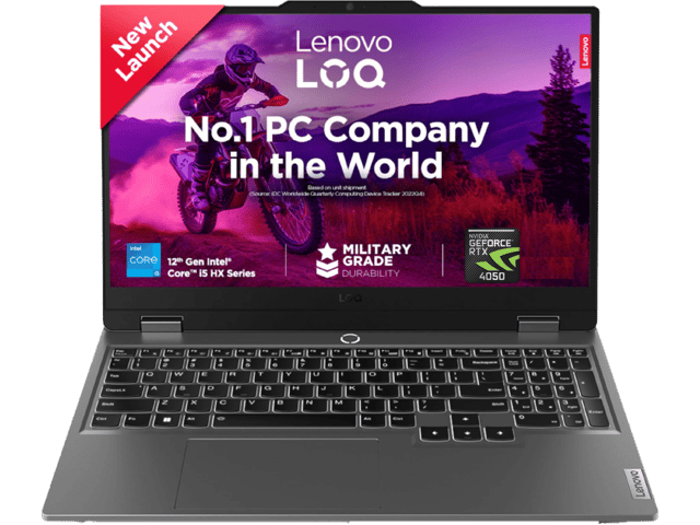 لينوفو لابتوب الألعاب LOQ 15IAX9 بمعالج Intel Core i5-12450HX (بسرعة 4.40 جيجاهرتز) وبطاقة رسومات NVIDIA GeForce RTX 4050 المدعومة بالذكاء الاصطناعي.