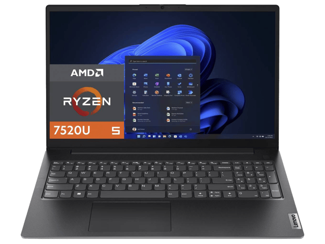 لينوفو V15 G4 AMN معالج AMD Ryzen 5 7520U ذاكرة 8 جيجابايت DDR5 بطاقة رسومات AMD Radeon سعة تخزين 512 جيجابايت SSD NVMe شاشة 15.6 بوصة FHD 1920x1080 بتقنية LED.