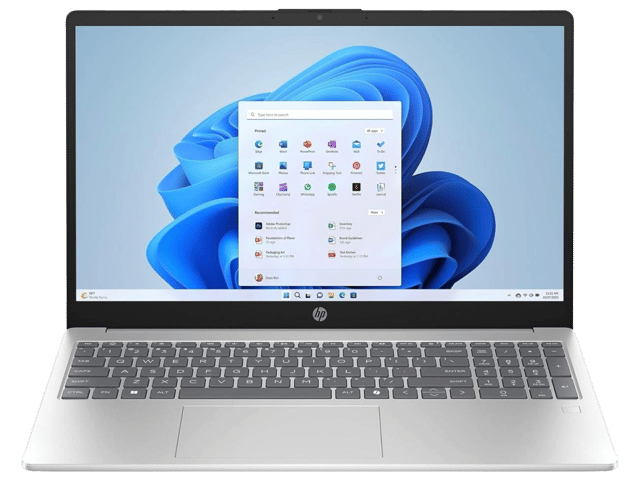 اتش بي نوت بوك 5-FD0133WM معالج Intel Core i3-N305، ذاكرة 8 جيجابايت DDR4 رسومات Intel UHD سعة 2 جيجابايت قرص تخزين 256 جيجابايت SSD NVMe شاشة 15.6 بوصة بدقة HD 1280x720