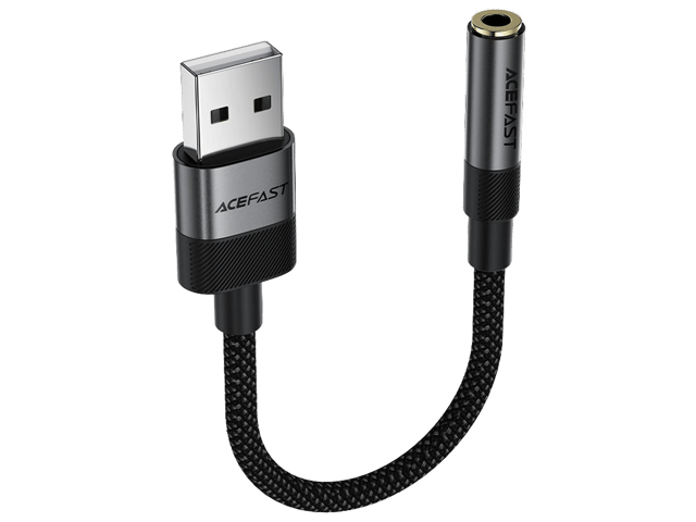 ايس فاست محول صوت J13 من USB-A إلى 3.5 مم، لون أسود