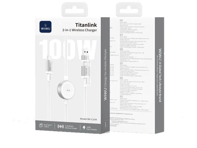 ويوو كيبل شحن 2 في 1 TitanLink لساعة ابل الذكيةWi-C104/ Wi-C105
