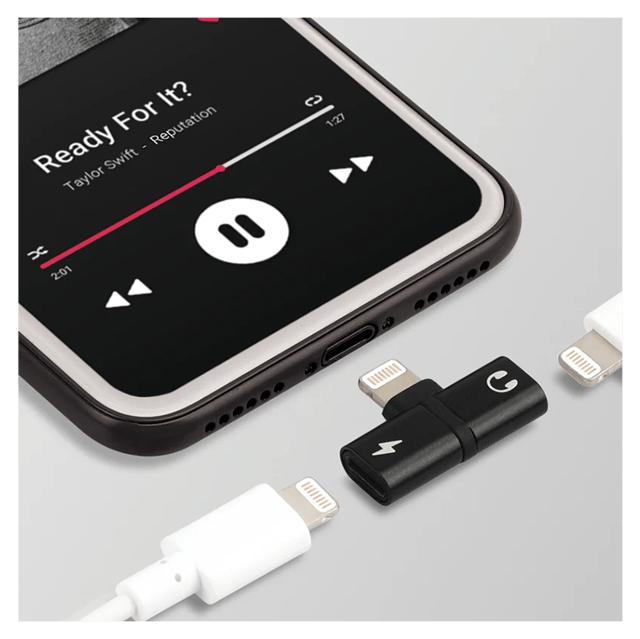 PROMATE 2 in 1 Audio & Charging Adapter with Lightning Connector