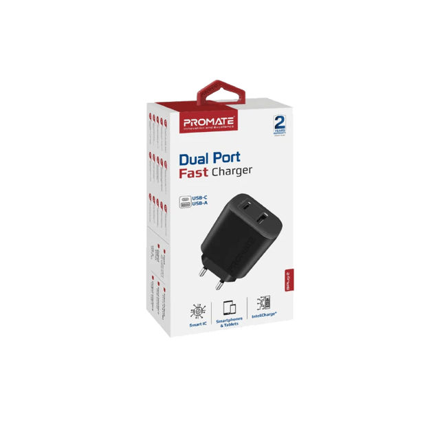 PROMATE BiPlug-2 17W High-Speed Dual Port Charger